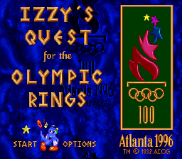 Izzy's Quest for the Olympic Rings (USA) Title Screen